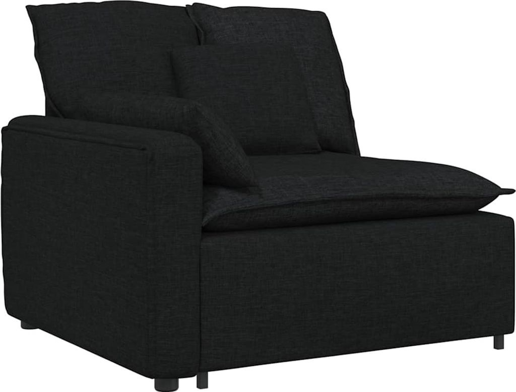 Modulares Sofa Endmodul mit Armlehne Kissen Schwarz 100 cm