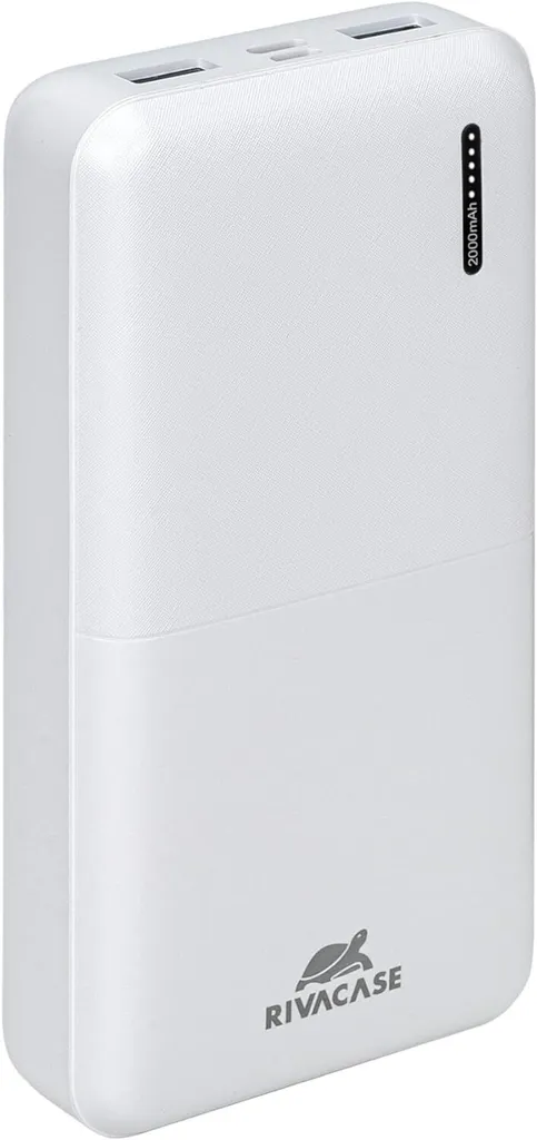 Batterie Externe Portable pour Voyage : 20000mAh RivaCase Blanc