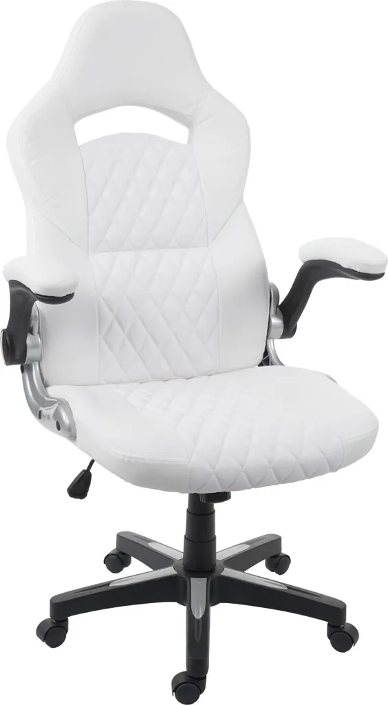 Chaise de bureau pour télétravail : Confort pivotant en cuir blanc