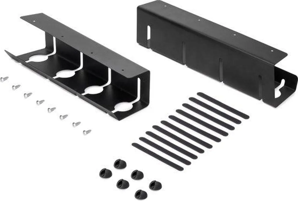 Rangement de câbles pour bureau de télétravail 430 mm métal noir mat