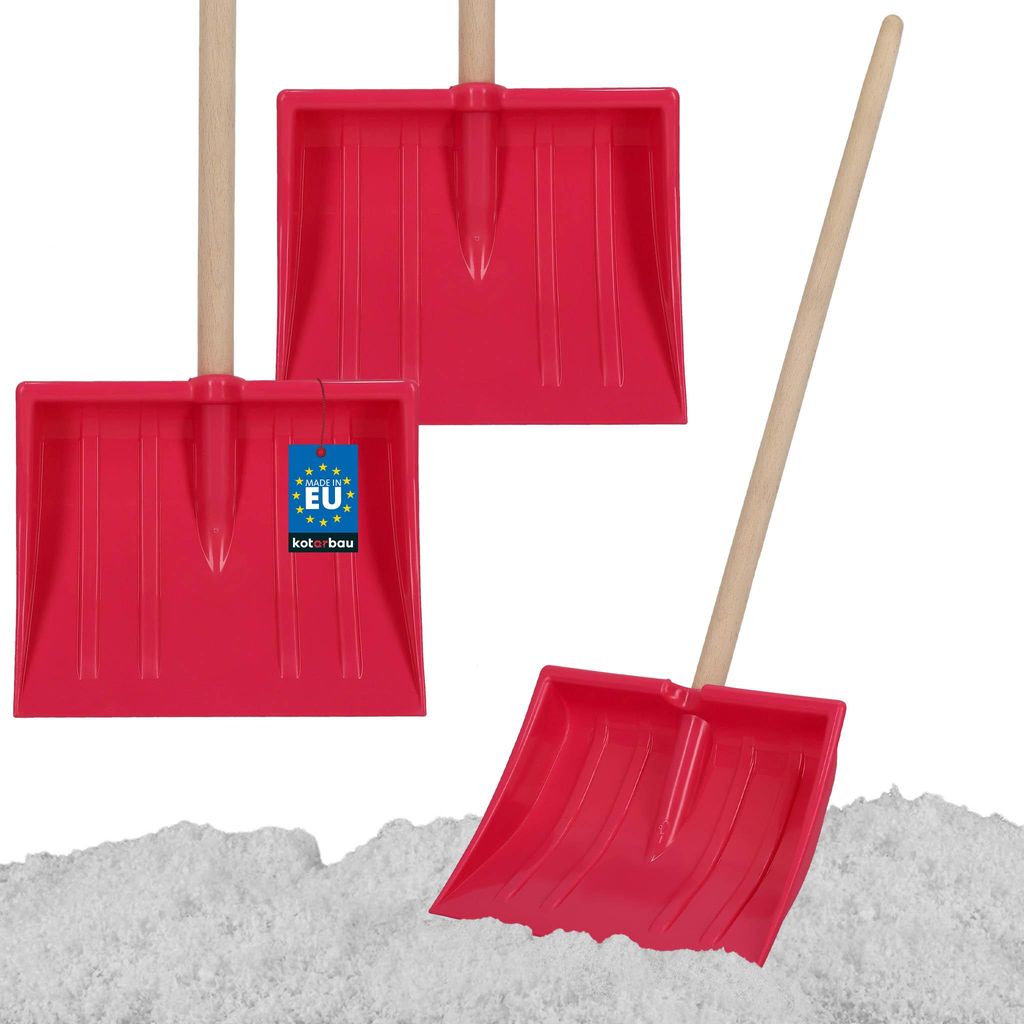 KOTARBAU 2er Set Schneeschaufel für Kinder 25 x 20 cm Schnee Schaufel mit Holzstiel 82 cm Kinderschaufel Leicht & Sicher Schneeschieber Klein Rosa