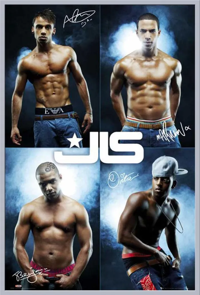 Cadre Mural Shinsuke Argenté avec Poster JLS Topless All 4 Décoratif Art