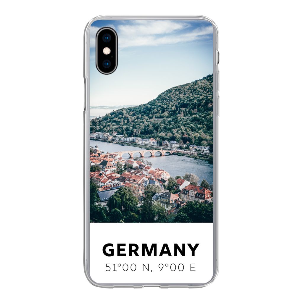 MuchoWow Handyhülle Schutzhülle Hülle für iPhone Xs Deutschland - Heidelberg - Sommer Silikon Softcase Handy Hülle - Handytasche