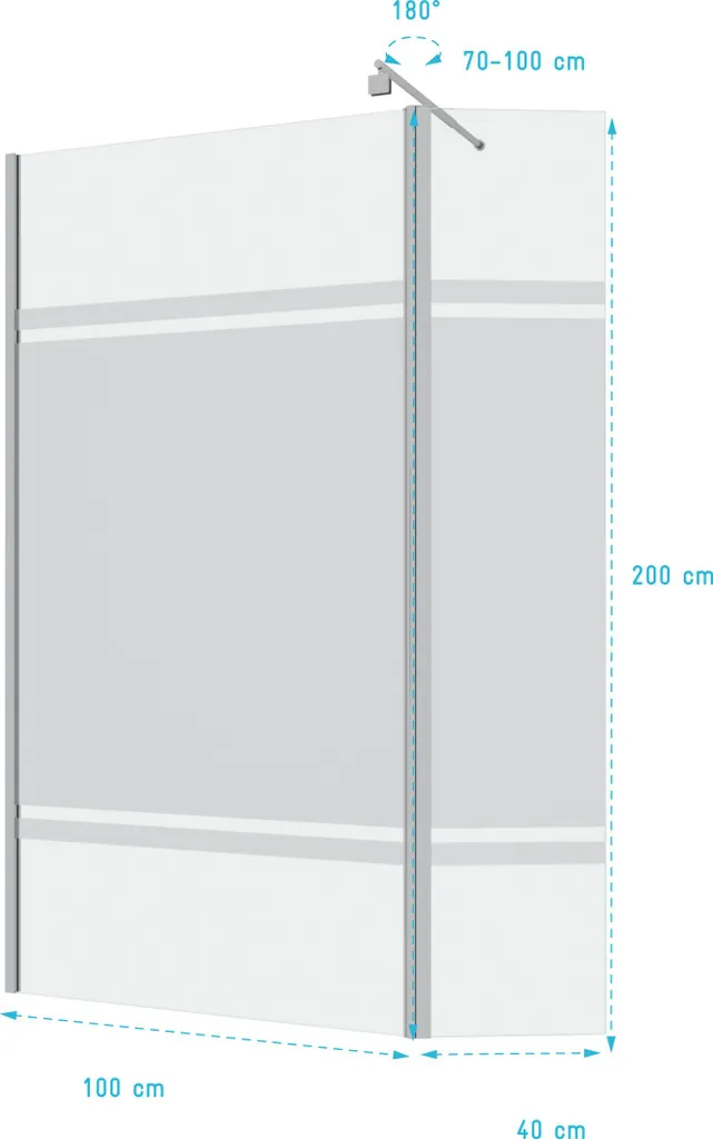 Écran de Douche Italienne 140 cm - Paroi Fixe et Volet Miroir Chic
