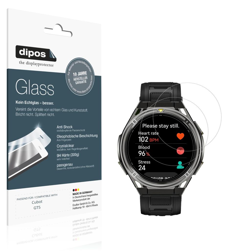 2x Schutzfolie für Cubot GT5 - Anti-Shock 9H Folie dipos Glass Kunststoffglas