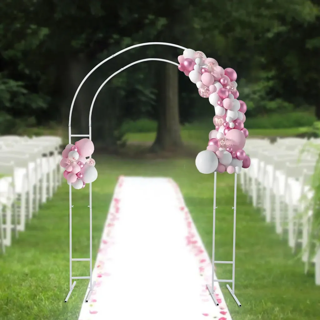 Support backdrop blanc en métal pour décoration d'arche de mariage - 7