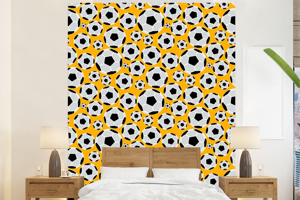 MuchoWow Fototapete für Wohnzimmer oder Schlafzimmer Wandtapete Vinyl Motivtapete Schnittmuster - Sport - Fußball - Jungen - Kinder - Junge - 2...