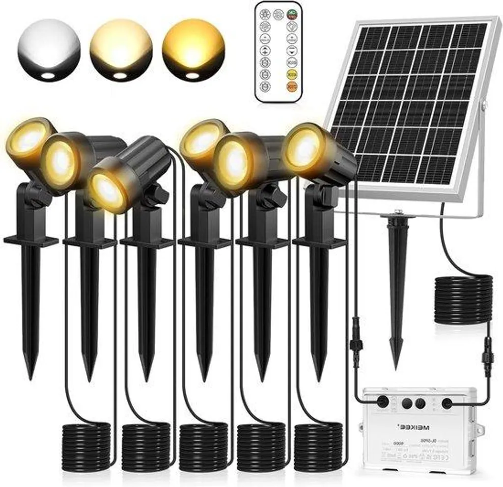Lot de 6 Projecteurs Solaires IP66 avec Télécommande et 3 Coloris 2700-6000K
