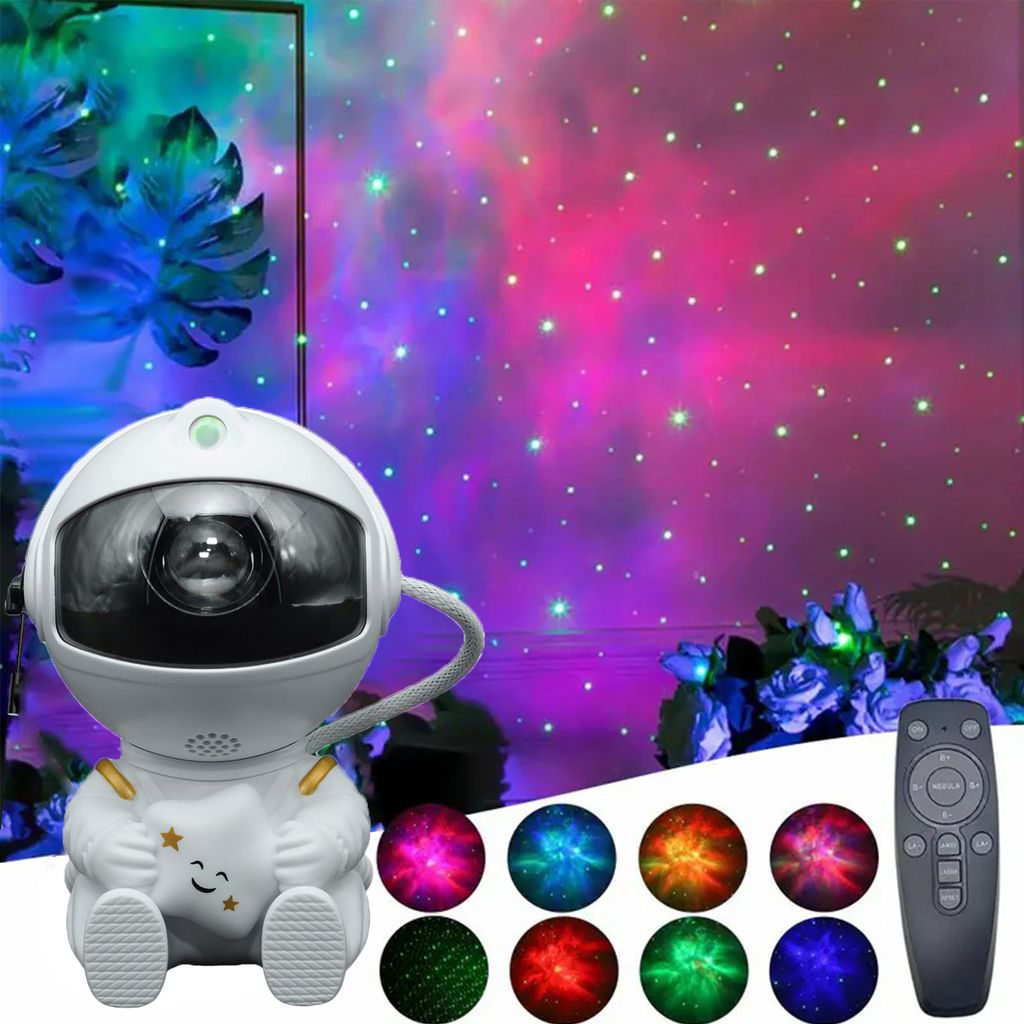 Astronaut Sternenhimmel Projektor Dimmbar, Astronaut Galaxy Projector mit Stern, Stimmungslicht Nachtlicht Fernbedienung Kinder Deko Zimmer,Weiß
