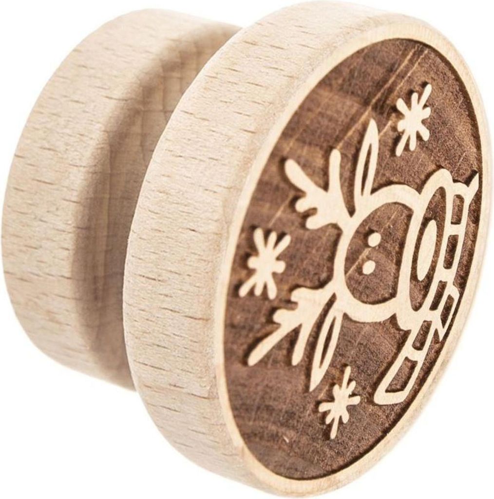 Orion | Keksstempel aus Holz - Buchenholz - 5,5 Cm - Rentier-Muster - Kekse dekorieren