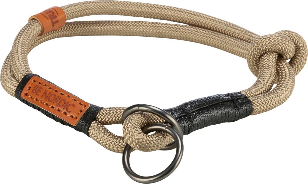 TRIXIE BE NORDIC Zug-Stopp-Halsband - sand/schwarz - 35 cm/ø 6 mm
