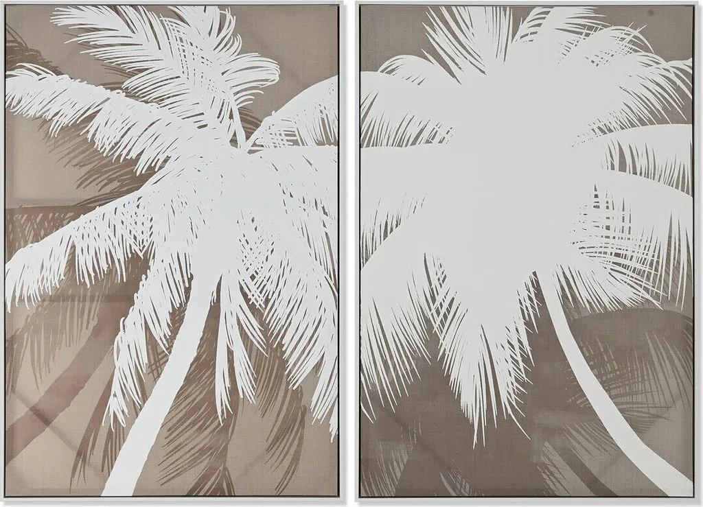 Tableau Palmiers Méditerranée Design Beige et Blanc 83x123 cm Set de 2