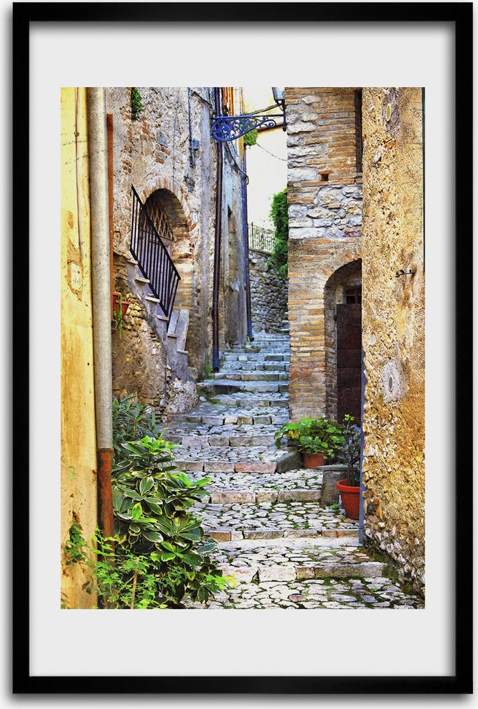 Bild - Bilderrahmen - 40 cm x 60 cm - MDF - Rahmen - Wandkunst - Italienische Straßen