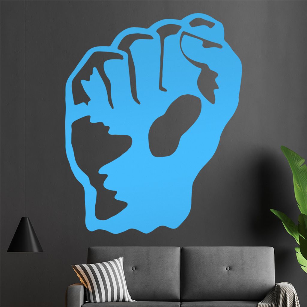 KIWISTAR Faust - Kampf Demo Anti Hand Wandtattoo in 6 Größen - Wandaufkleber Wall Sticker - Dekoration, Küche, Wohnzimmer, Schlafzimmer, Badezimmer