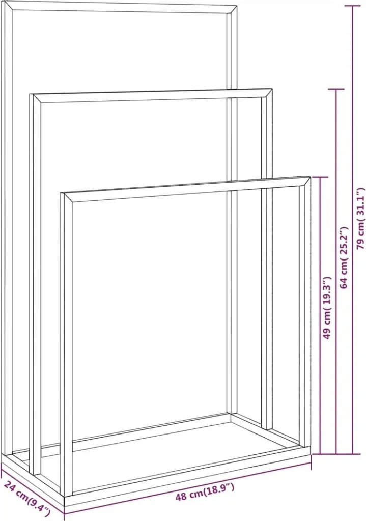 Support serviette noir mat fer 48x24x79 cm - Design Industriel Stable