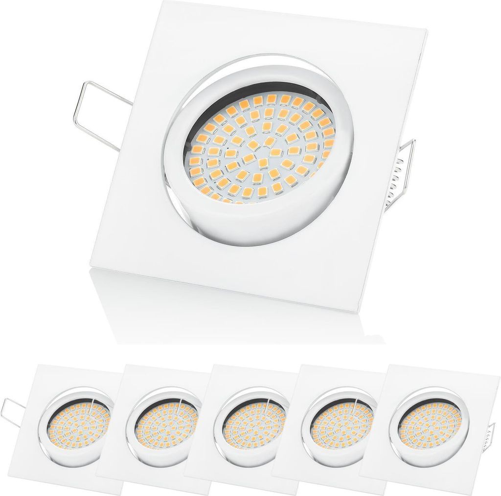 Sweet LED 6xEinbaustrahler Flach dimmbar 230V weiß eckig 5W warmweiß Spot Strahler