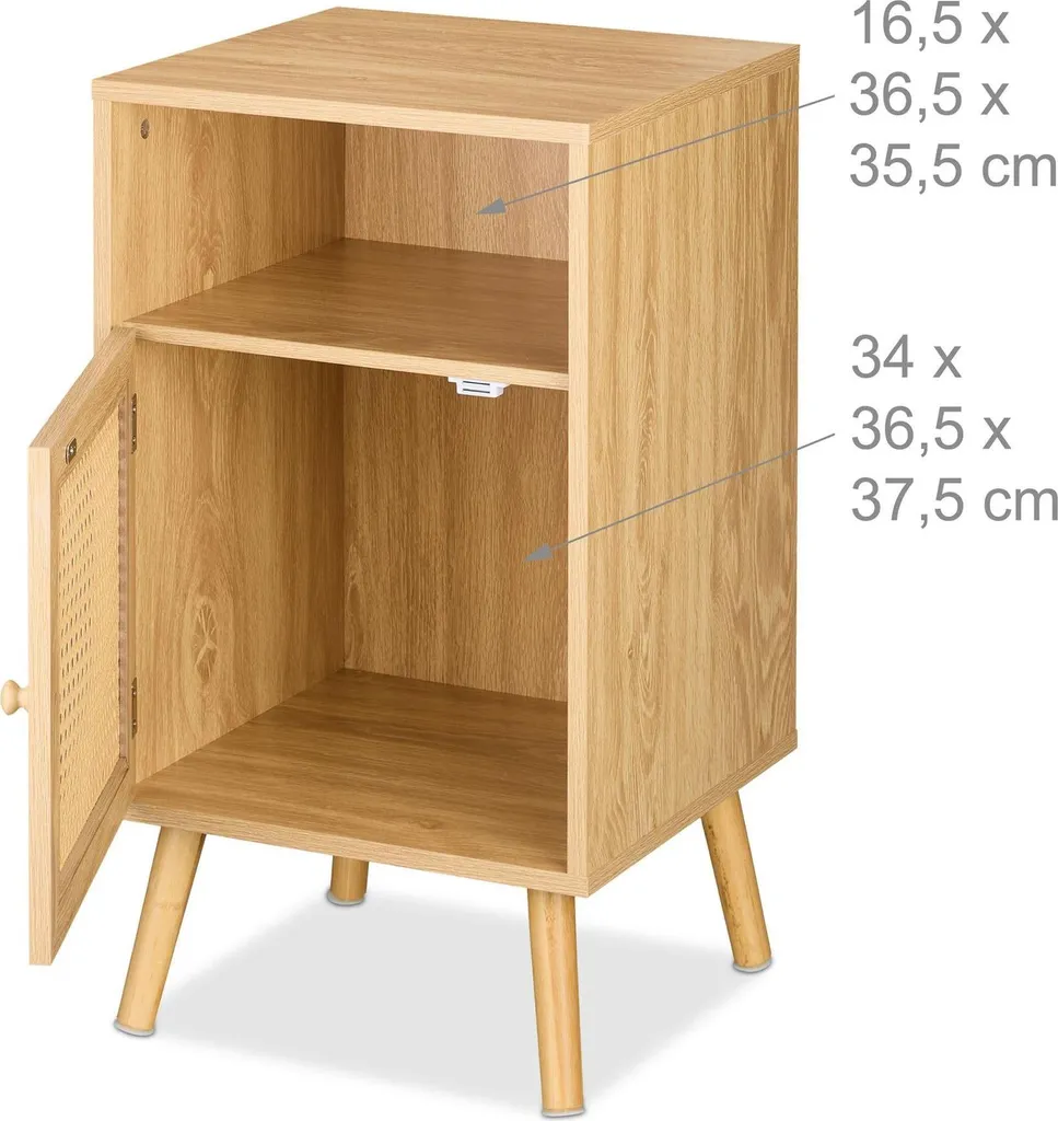 Table de chevet style rotin pour optimiser l'espace et ranger vos objets - 7