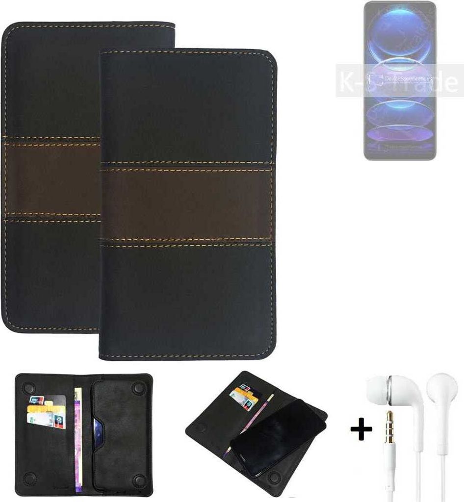 K-S-Trade Handyhülle + Kopfhörer kompatibel mit Xiaomi Redmi Note 12 Schutzhülle Walletcase Bookstyle Tasche Schutz Case Hülle Wallet Cover