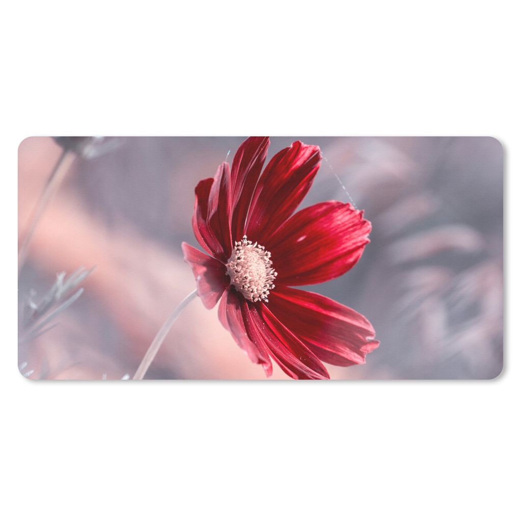 MuchoWow Schreibtischunterlage Blumen - Rot - Natur - Pflanzen 80x40 cm - XXL Mauspad - Gaming Mauspad