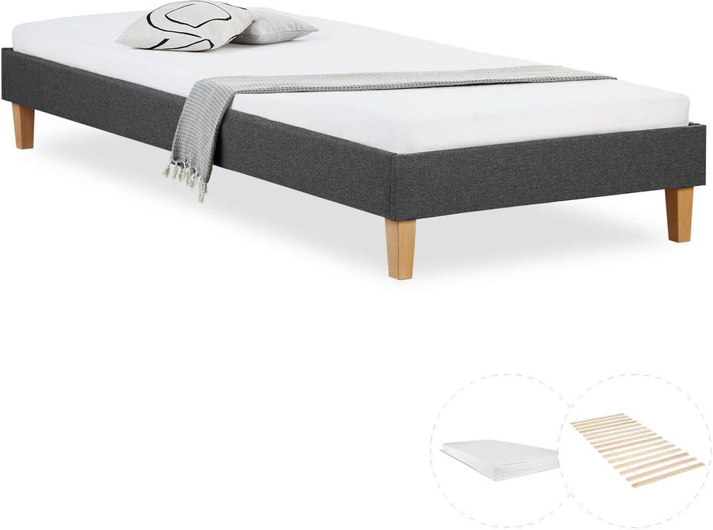 Łóżko tapicerowane Homestyle4u, wymiar 90x200 cm, z matera  Zdjęcie produktu 