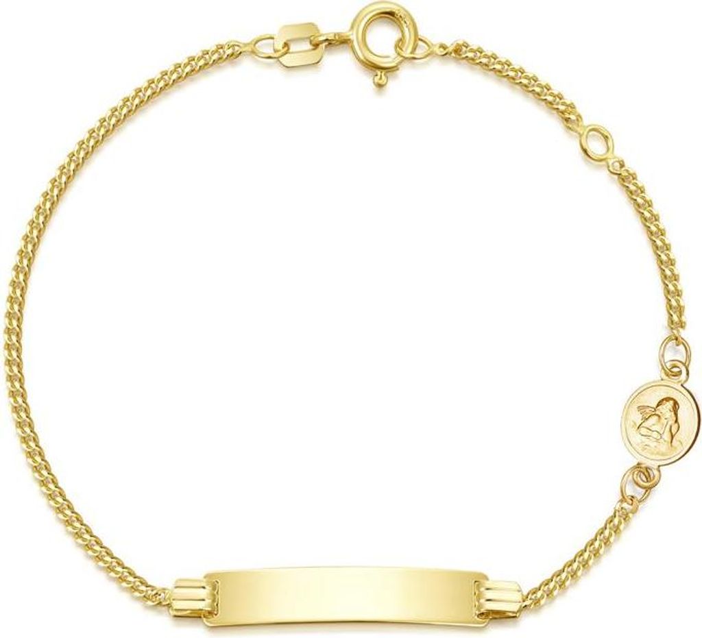 SILBERKETTEN STORE Kinder-Gravurarmband mit Schutzengelanhänger Panzer 1,8mm - 333 Gold - 12cm
