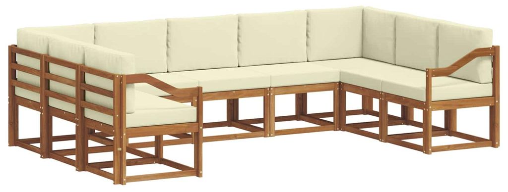 vidaXL Outdoor-Sofagarnitur mit Kissen 9 pcs Natur und Creme