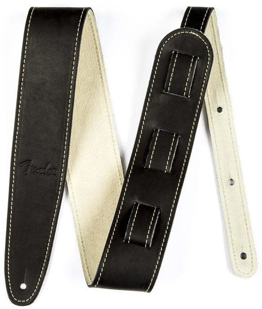 Fender Ball Glove Leather Strap Black - Courroie de Guitare Cuir Noir