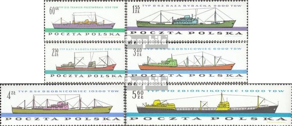 Briefmarken Polen 1961 Mi 1238-1243 (kompl.Ausg.) gestempelt Schiffbauindustrie