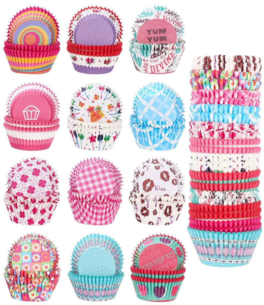 600 Stück Muffinförmchen Papier, Muffin-Backformen, Cupcake-Regenbogen-Papierförmchen Liner Wrapper, zum Backen, Dessert, Party, Geburtstag, Hoc...