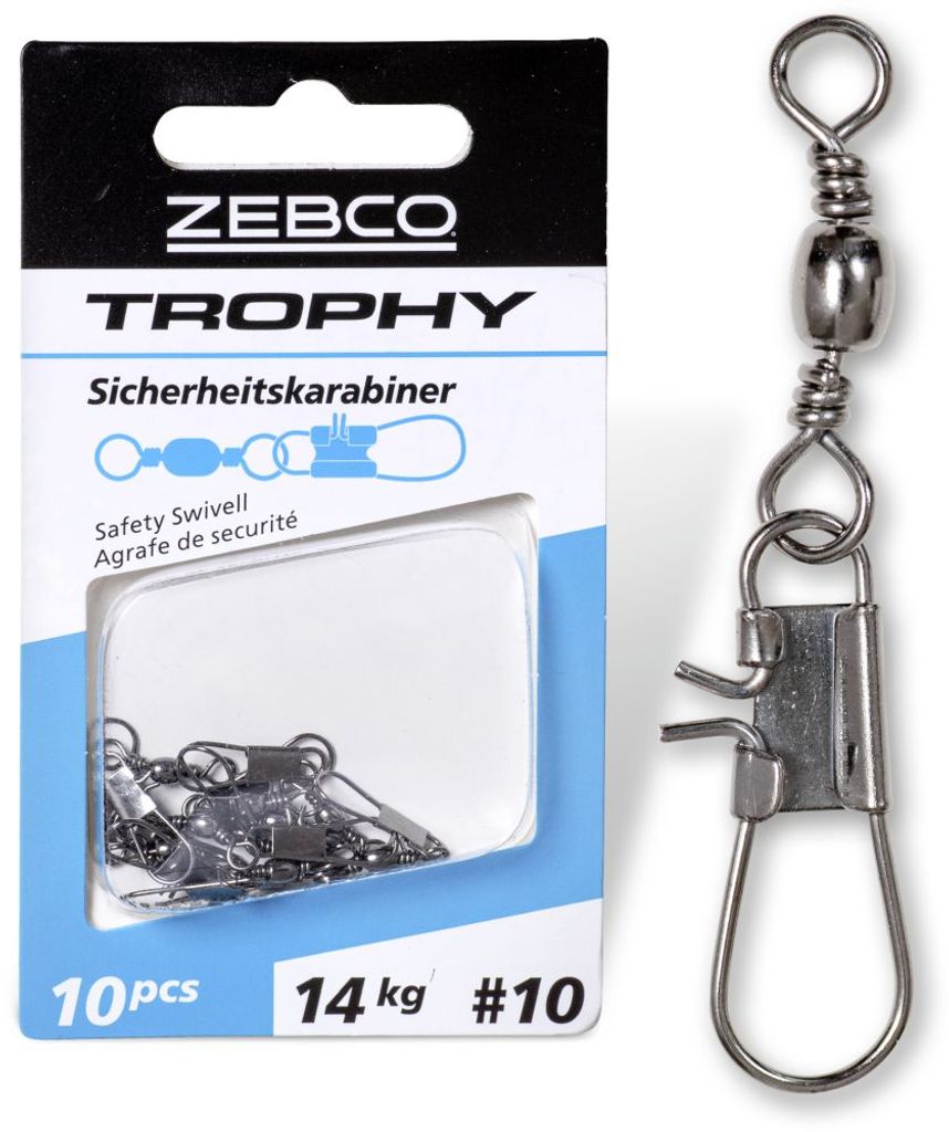 Zebco Trophy Sicherheitswirbel Angelwirbel mit Sicherheitskarabiner Gr. 14