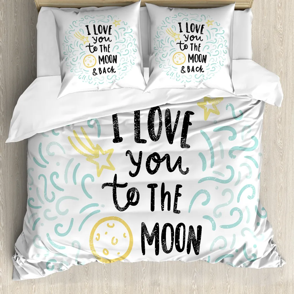 Housse de Couette Anti-acariens Hypoallergénique Motif Amour 155x220