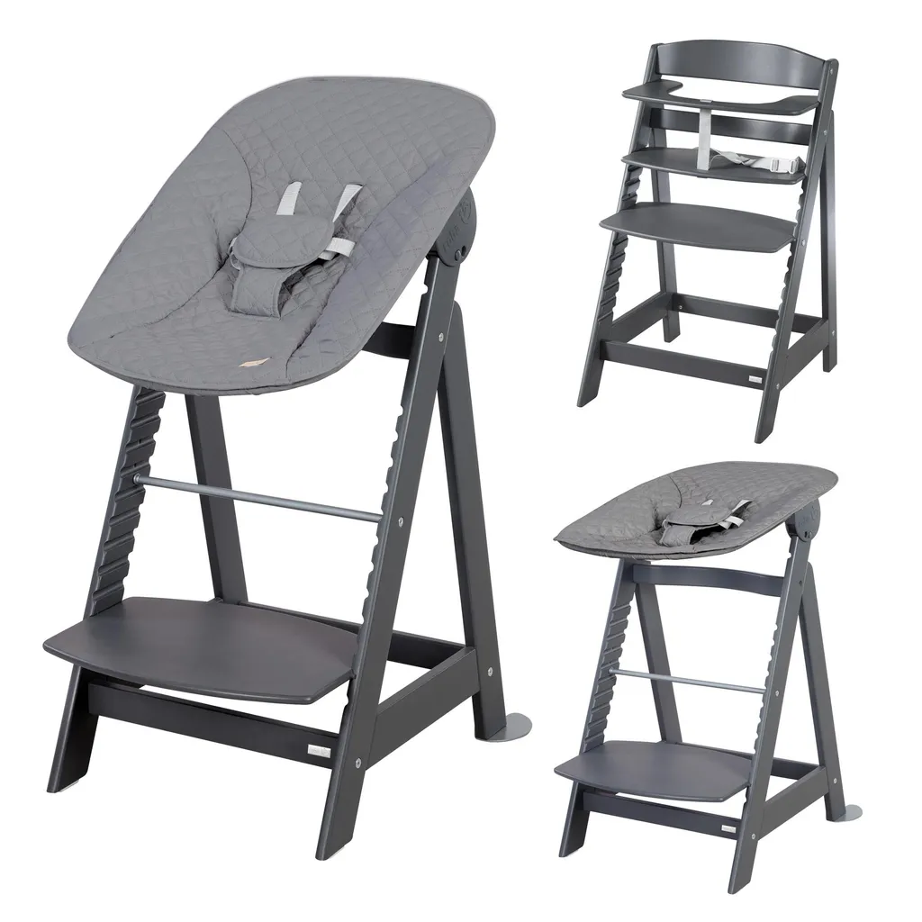 Chaise haute transformable 2-en-1 avec position allongée roba Style gris