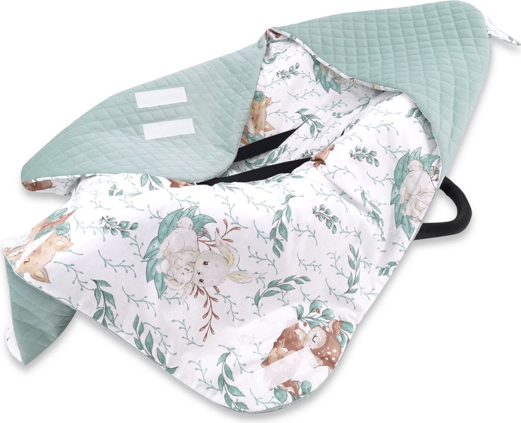 Baby-Delux Baby Einschlagdecke für Babyschale Autositz Kinderwagen 90x90cm für Winter Baumwolle Samt Märchenwald