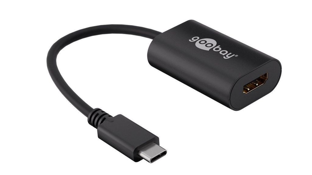 USB-C -auf-HDMI -Adapter, 0,2 m, schwarz 4K @ 60 Hz, USB 3.1, USB-C -Stecker > HDMI -Buchse