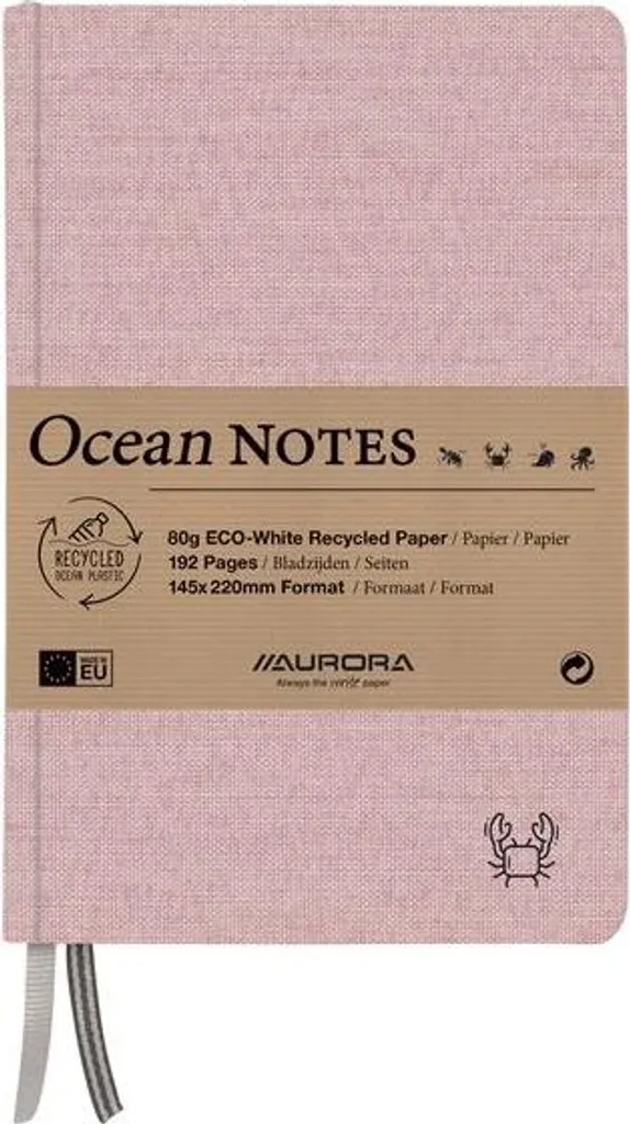 Lot de 4 carnets de notes Aurora Ocean A5 lignés avec couverture en lin