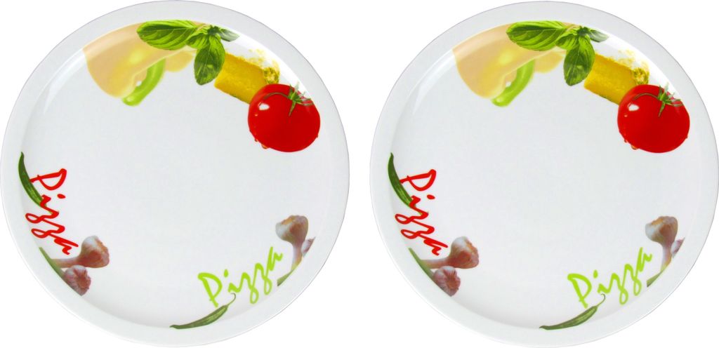 2 Stück Pizzateller Ø 31cm aus Porzellan im Mediterranen Design