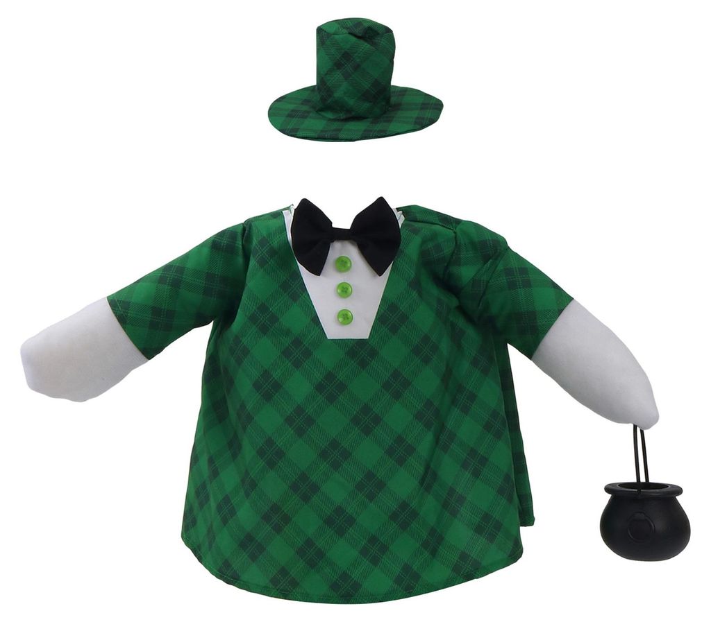 1 Set St. Patrick's Day Gänsekostüm für Veranda und Garten, inklusive Gänsestatue, Hut, schwarzem Tragekorb und festlicher Verkleidung