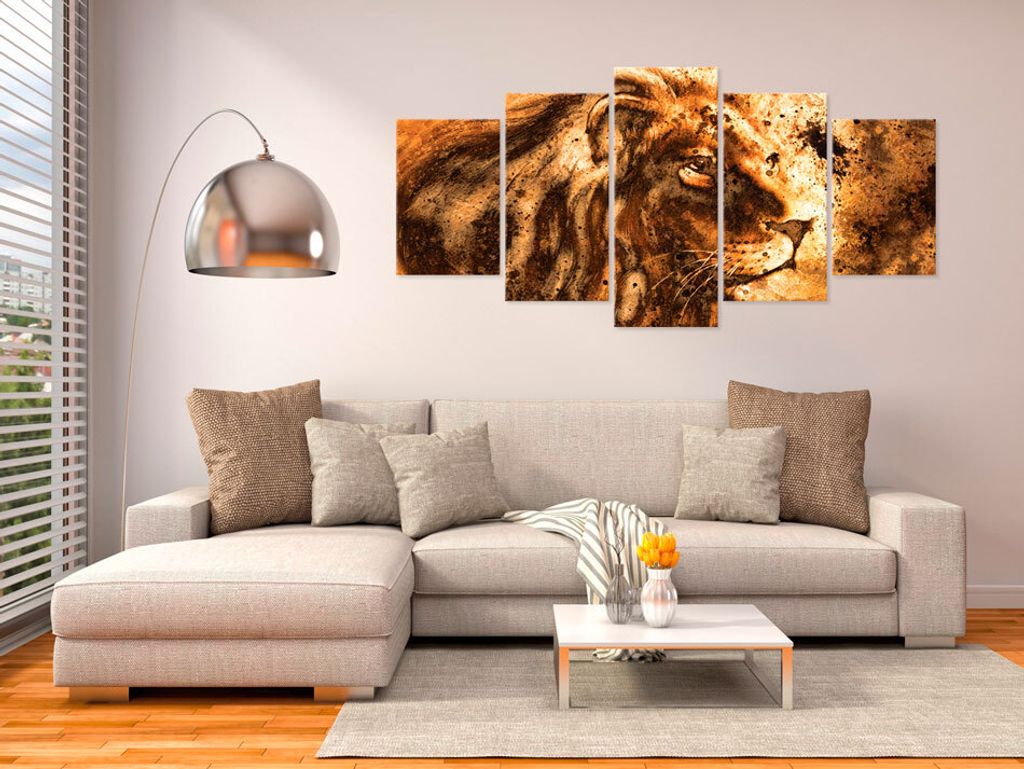 Akustikbild Tier Löwe 200x100 cm Bilder Akustikschaum Hochleistungsschallabsorber Schallschutz Leinwand 5 tlg Wandbild Raumakustik Schalldämmung ...