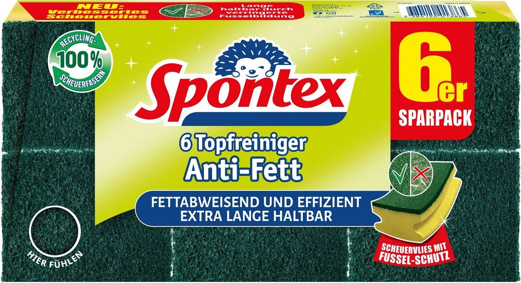Spontex Topfreiniger Anti-Fett 6er für längere Sauberkeit 1 Stück