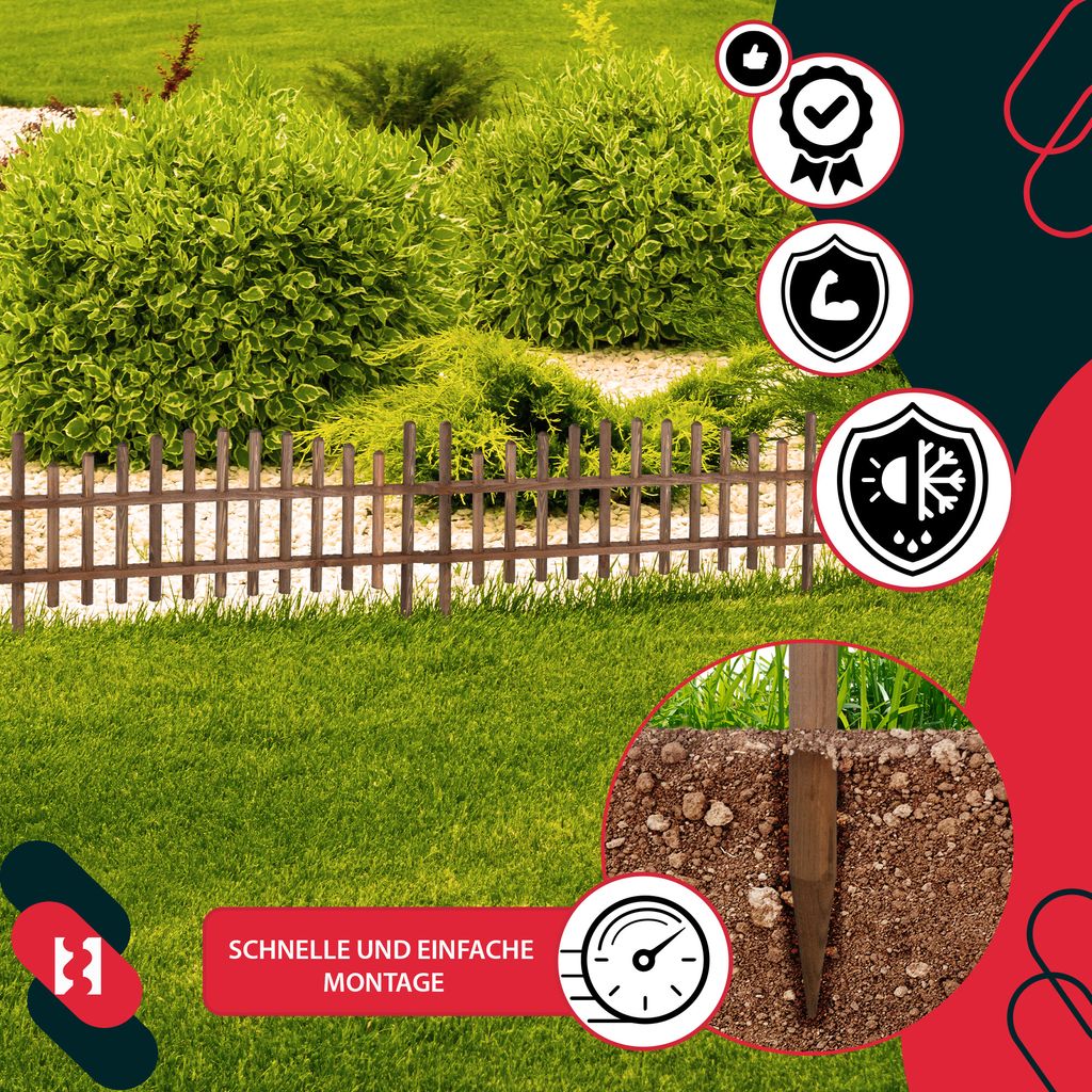Gartenzaun / Friesenzaun Aus Kunststoff – 3,2 M Länge, 27 Cm Hoch, Verschiedene Farben