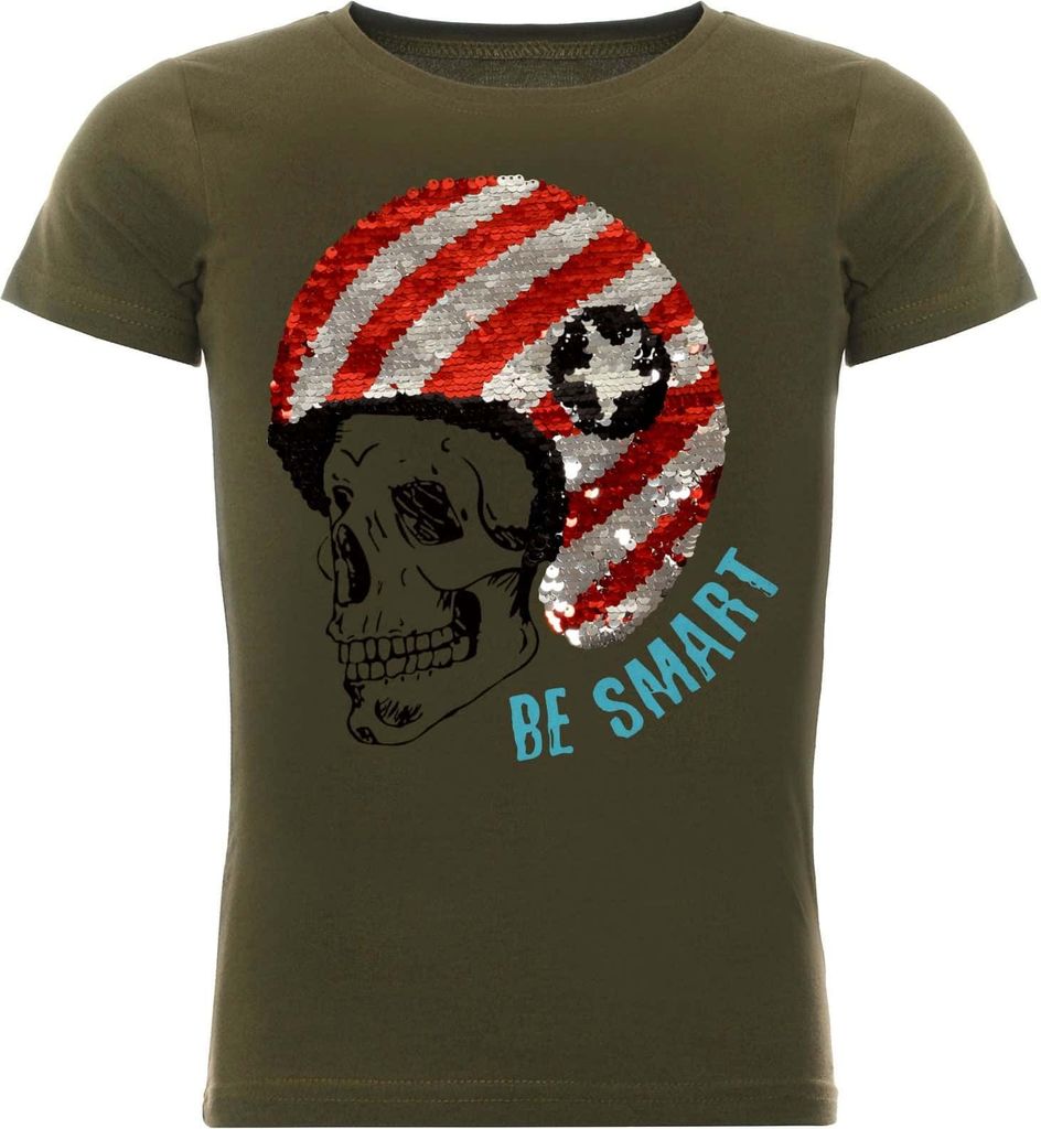 BEZLIT Jungen T-Shirt mit coolem Wende Pailletten Olivegrün Produktbild 