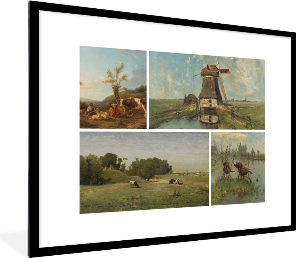 MuchoWow Gerahmtes Poster Collage - Niederlande - Kunst 80x60 cm - Poster mit Schwarzem Bilderrahmen Wandposter Rahmen Foto Bilder - Schlafzimmer...
