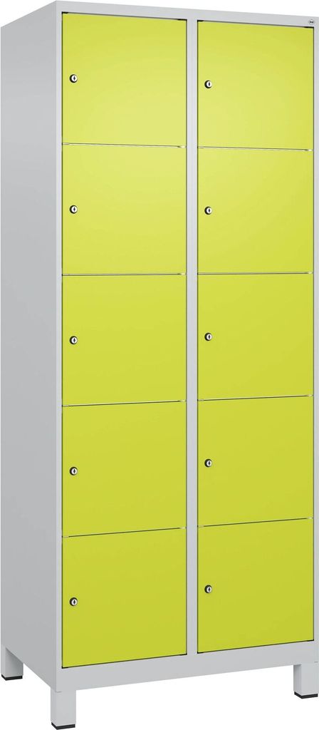 C+P Fächerschrank "Classic Plus", 5 Fächer übereinander, Abteilbreite 40 cm, mit Füßen, Clowngrün (RAL 110 80 60), 195x80x50 cm/ 10 Fächer