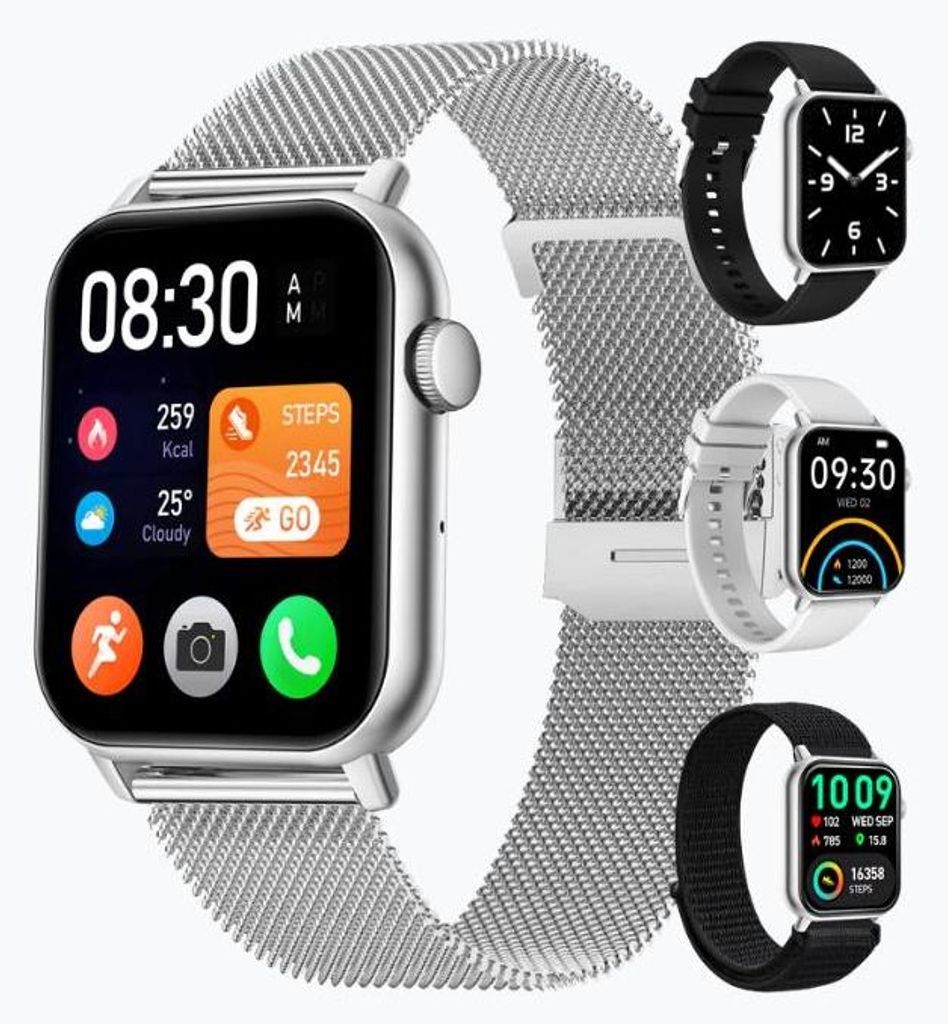 Siltcon® Smartwatch Pro Damen & Herren Silber – Produktbild 