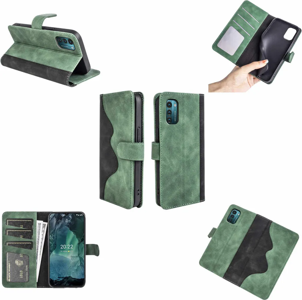 Per Samsung Galaxy A03 Design Custodia del telefono cellulare Custodia in Pelle finta verde Nuovo