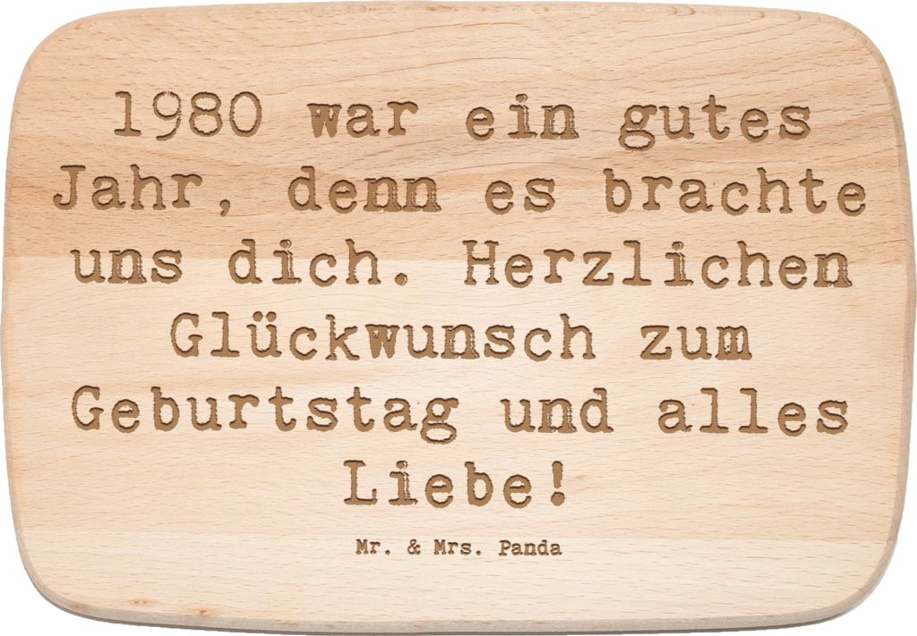 Mr. & Mrs. Panda Frühstücksbrettchen Spruch 1980 Geburtstag - Transparent - Geschenk, Frühstücksbrett, feiern, Jahrgang, Glückwunsch, besonder...