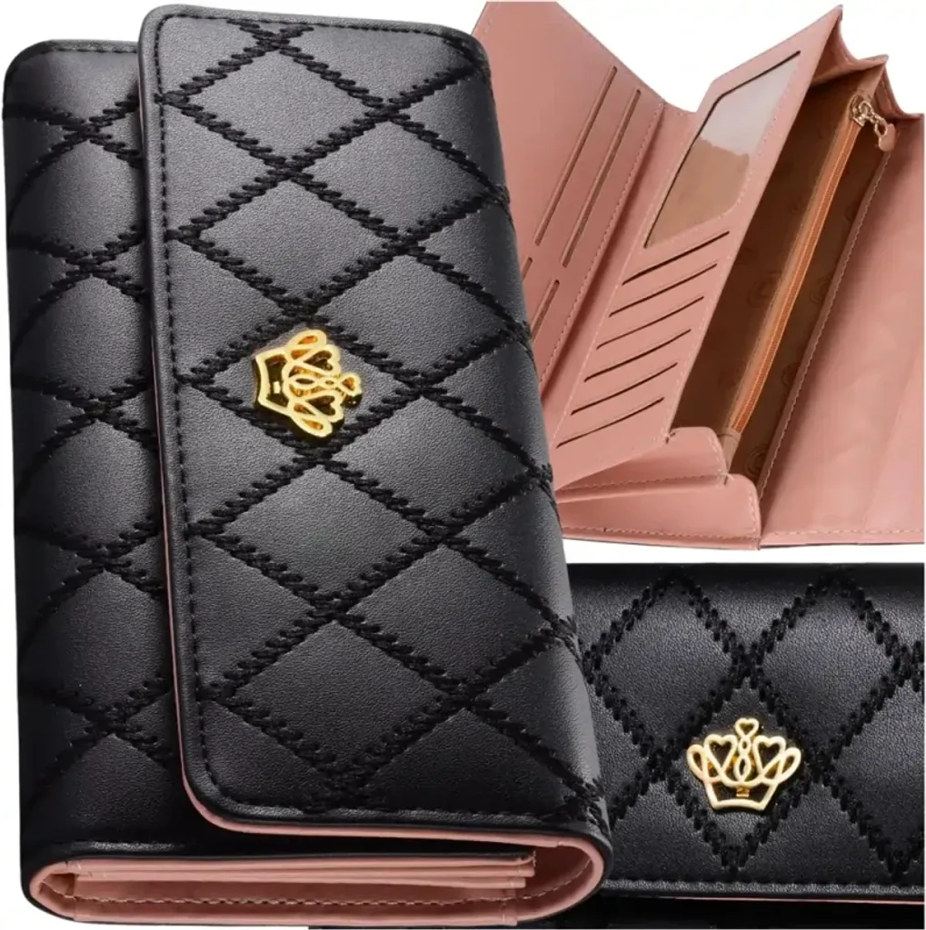 Portafoglio Nero Grande Donna Ecopelle Eco | Must-Have Accessori 2024