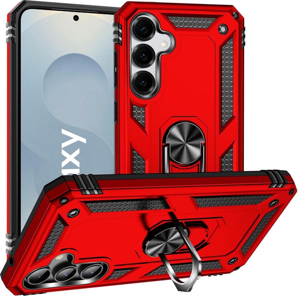 Armor Shield Handyhülle für Samsung Galaxy S25 Hülle Ultra Hybrid Case Handy Schutzhülle, Rot