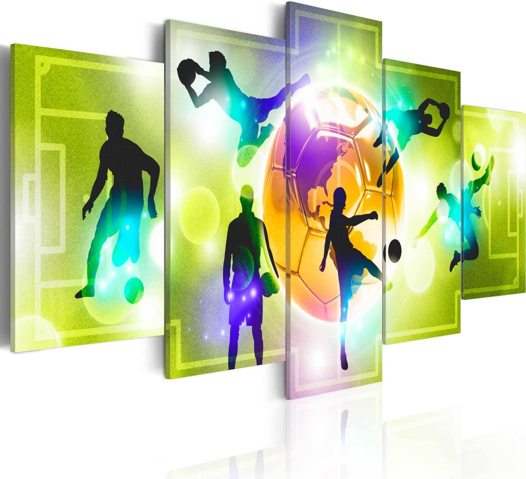 Modernes Wandbild i-A-0100-b-o (150x75) - 5 Teilig Bilder Fotografie auf Vlies Leinwand Foto Bild Dekoration Wand Bilder Kunstdruck FOOTBALL FUßBA...