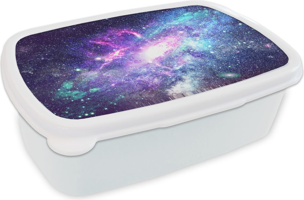 KitchenYeah Lunchbox Brotzeit Brotdose 17x11 cm Weltraum - Blau - Sterne Kinder Brotzeitdose - Lunch Box - Kinder - Sandwich-Box - Schulbox - Lun...